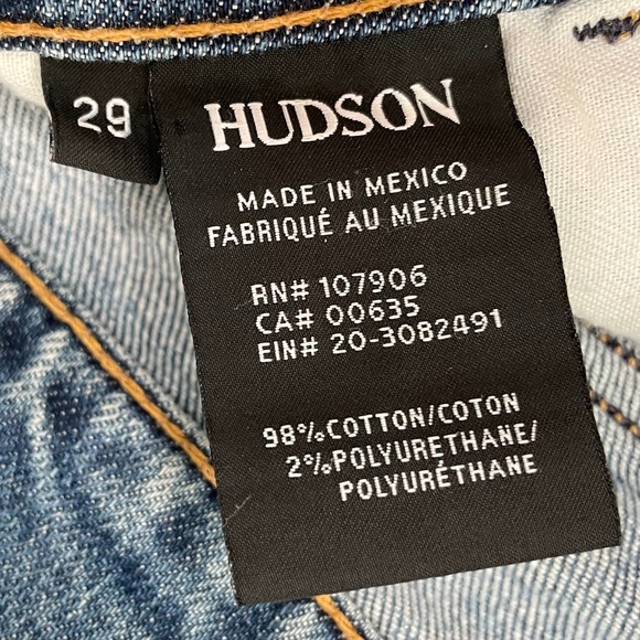 HUDSON JEANS {M} Vivid Denim Mini Skirt Raw Hem - Picture 2 of 9